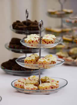 A selection of cupcakes replace the traditional fruit cake, marzipan and ornately decorated with icing