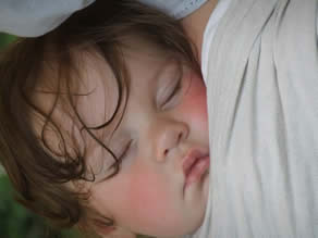 Baby sleeping at the Odiham Magna Carter 800 celebrations